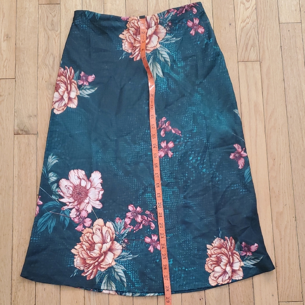 Guess Teal and Pink Floral Midi Skirt